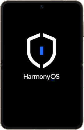 HUAWEI Pura X 显示 HarmonyOS 盾牌图标,展示安全